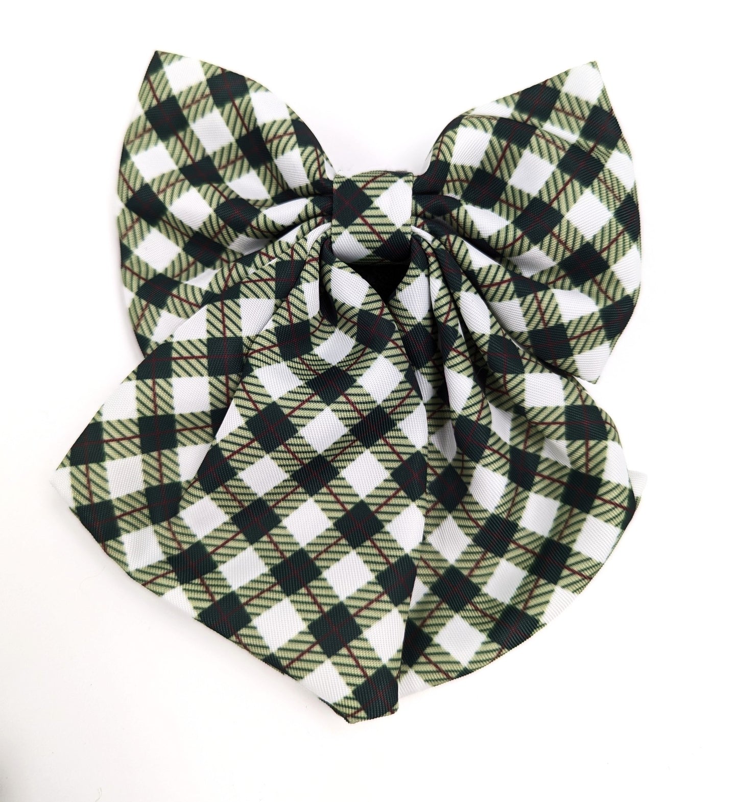 Checkered dog harness with brand logo on a white background designed in ireland emerald hearth tartan argyle dog harness adjustable plaid designbest quality dark green crimson dog bow collar and lead handmade dog accessories sailor bow