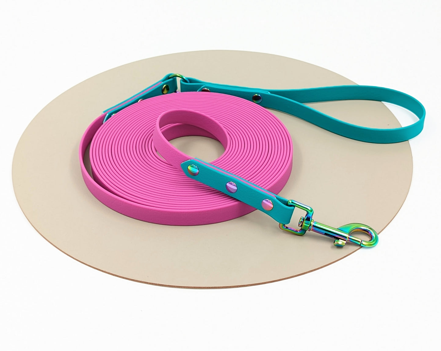 a waterproof long line / lead for dogs giving them extra space and freedom to roam, handmade in Ireland, made for dogs, design your own