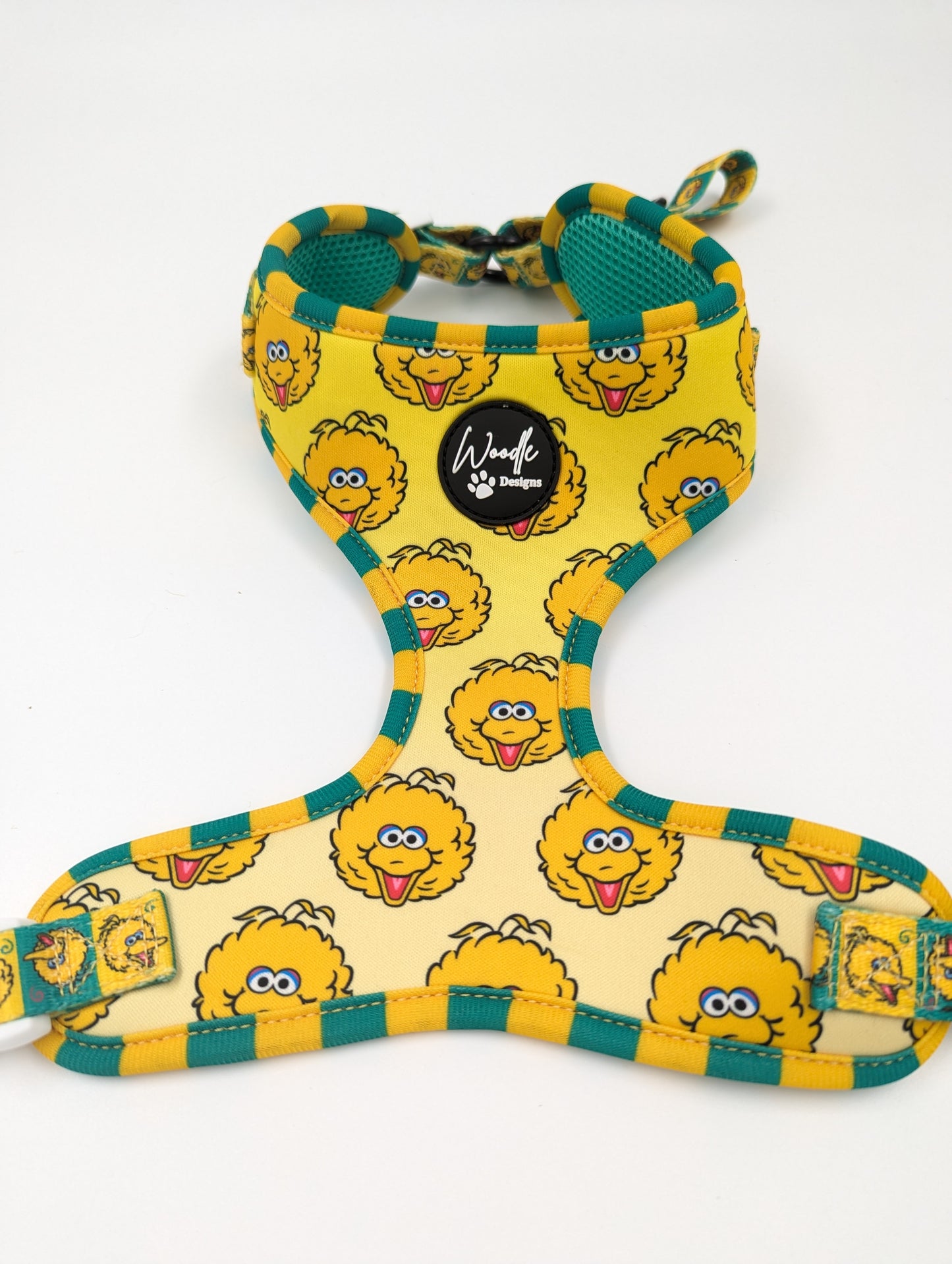 Adjustable dog harness in Big Bird sesame Street
