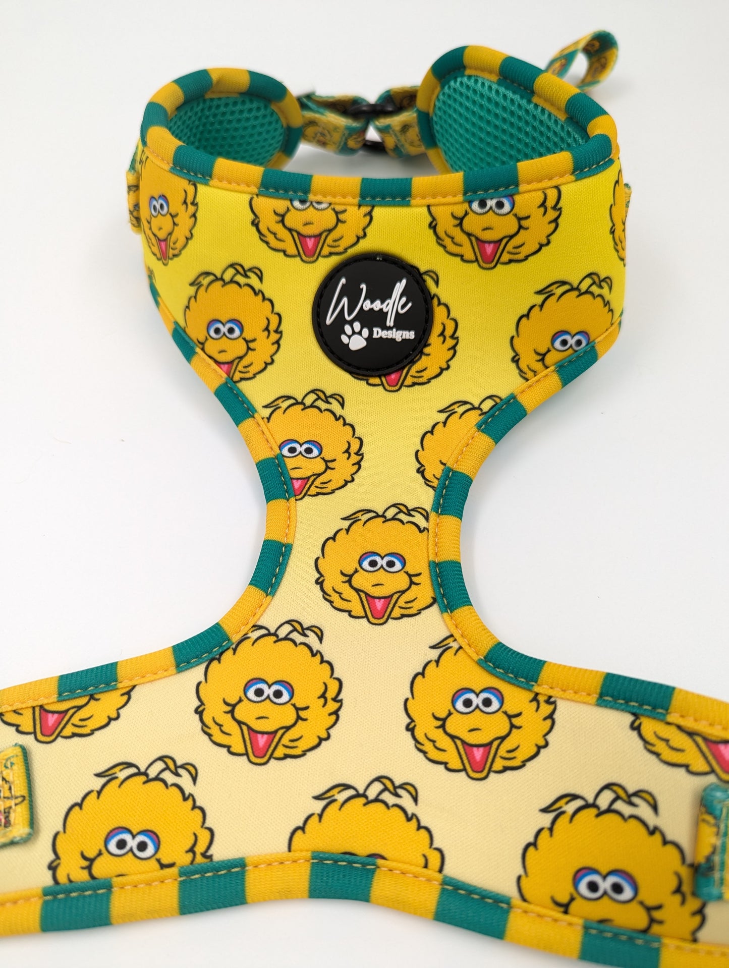 Adjustable dog harness in Big Bird sesame Street