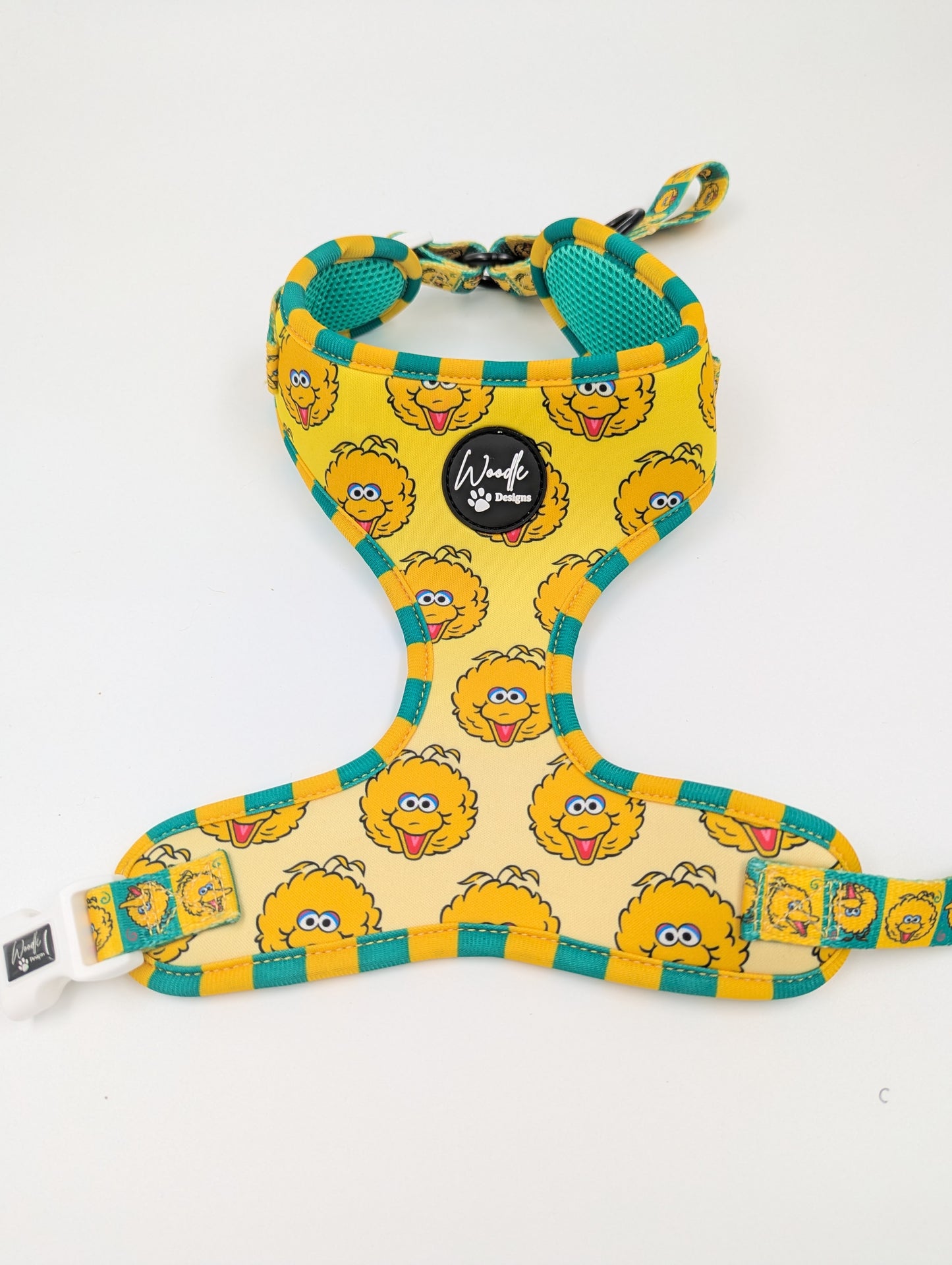 Adjustable dog harness in Big Bird sesame Street