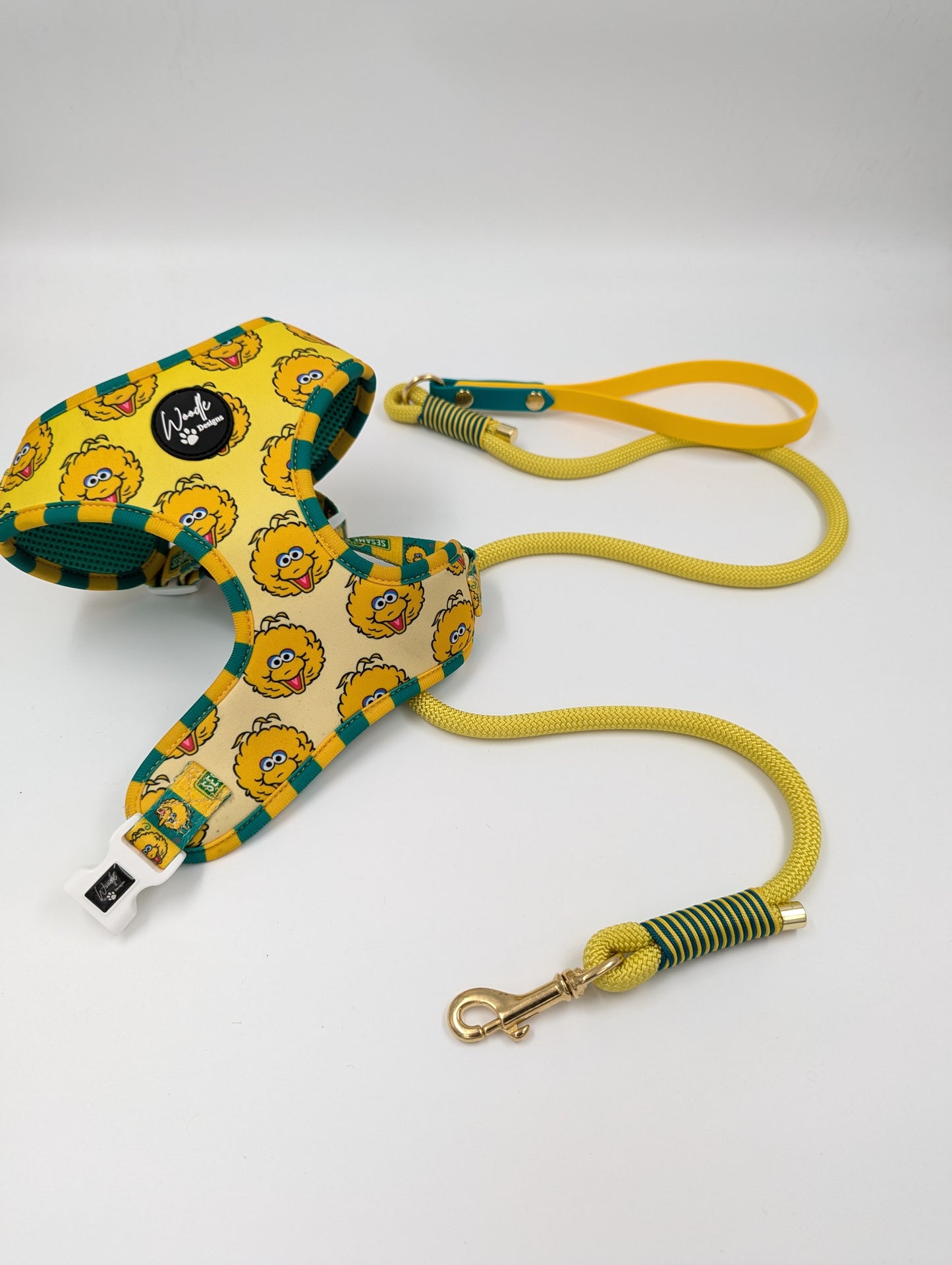 Adjustable dog harness in Big Bird sesame Street