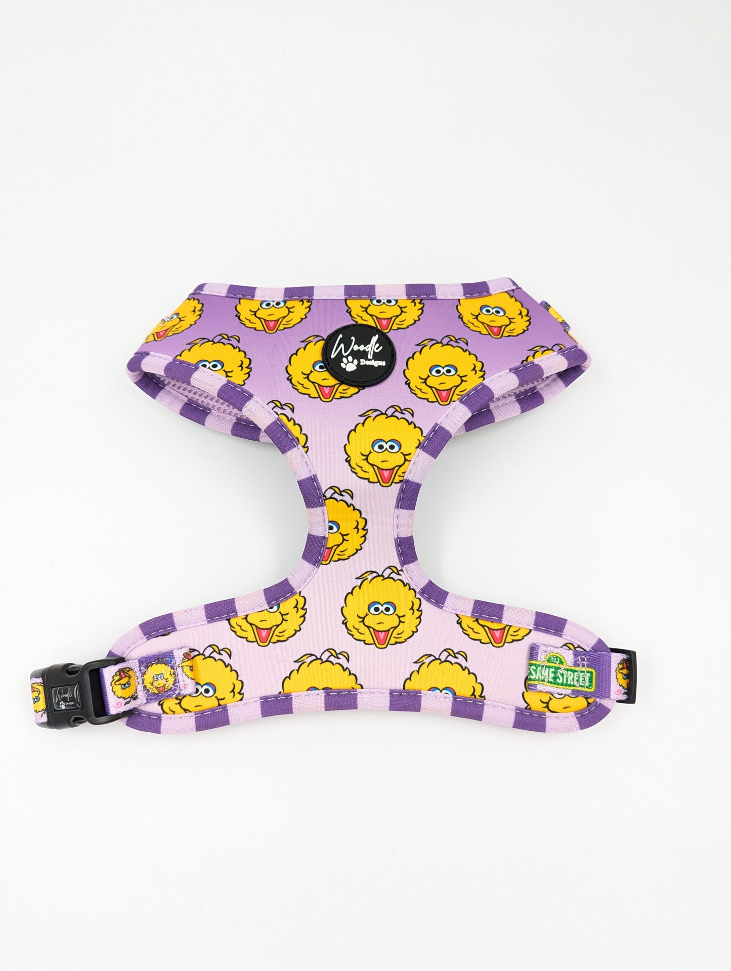 Adjustable dog harness in Big Bird sesame Street