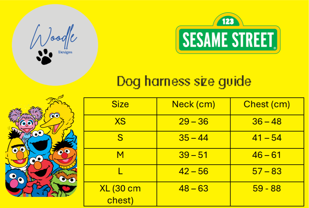 Cookie Monster Sesame Street x Woodle official dog harness