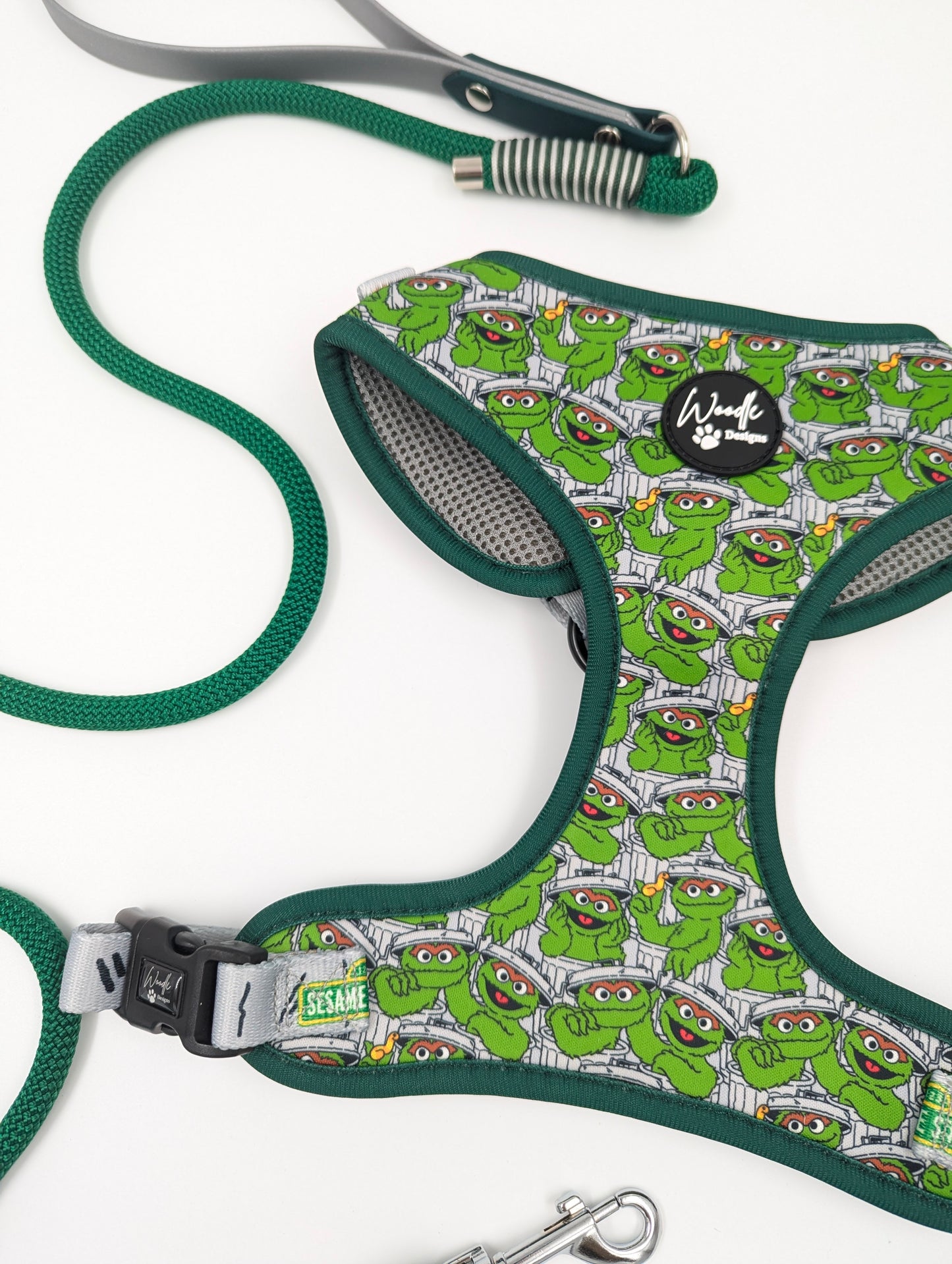 Sesame Street Oscar the grouch adjustable dog harness designed in Ireland