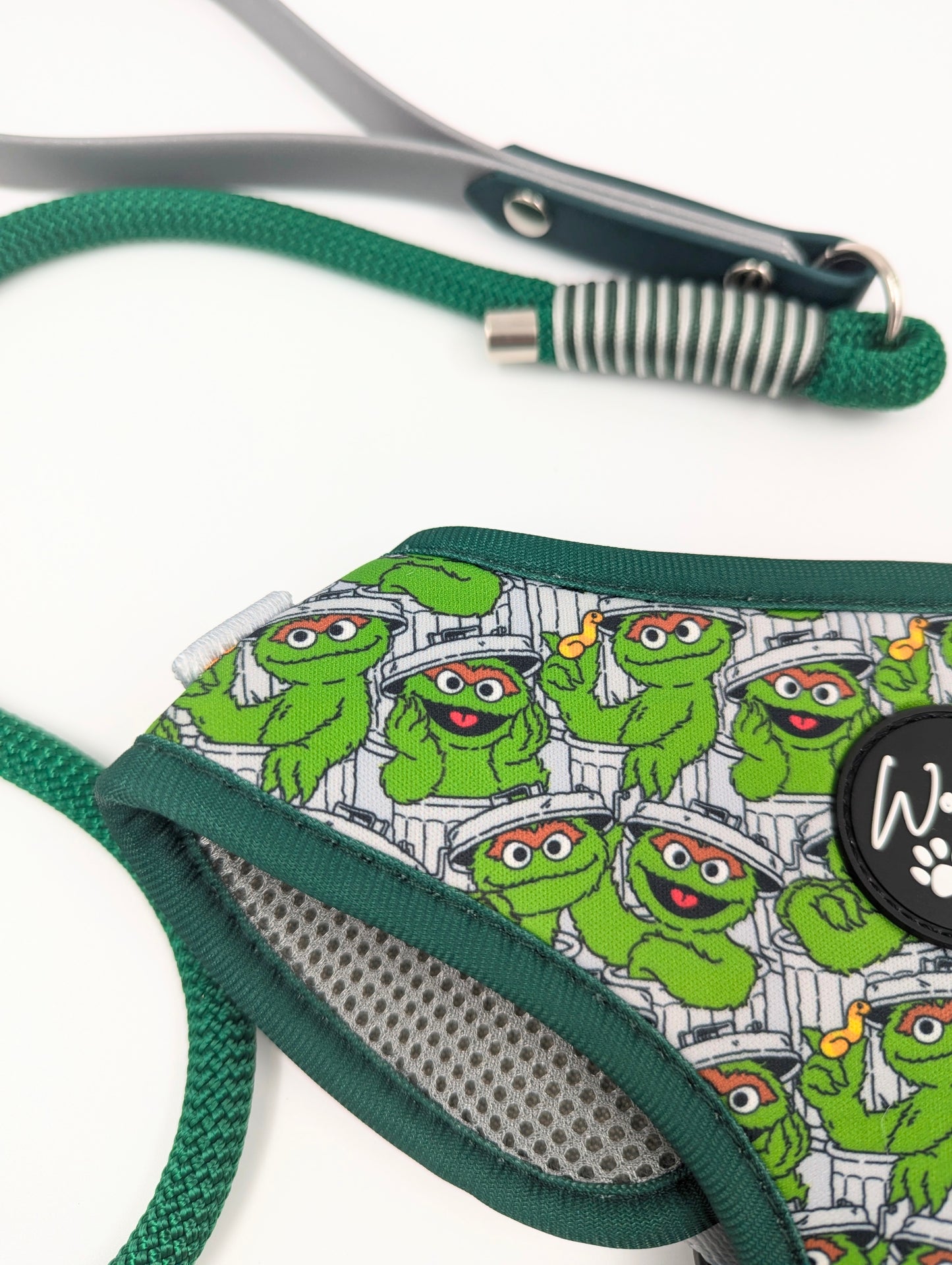 Sesame Street Oscar the grouch adjustable dog harness designed in Ireland
