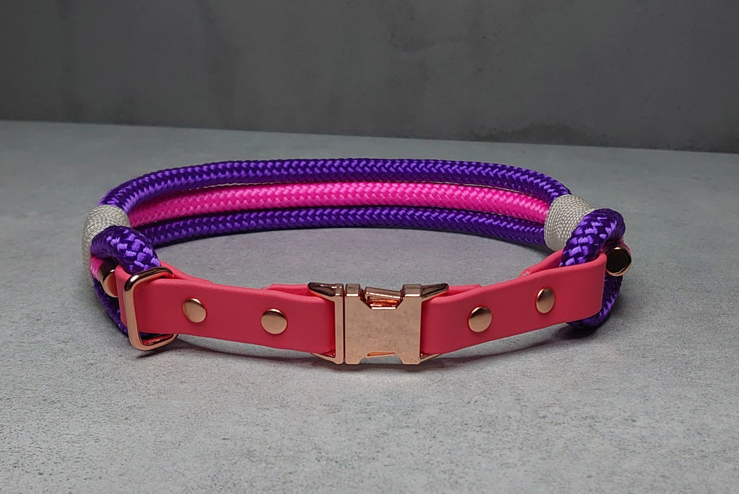 Triple rope ID collar with biothane extender - Design your own with quick release buckle