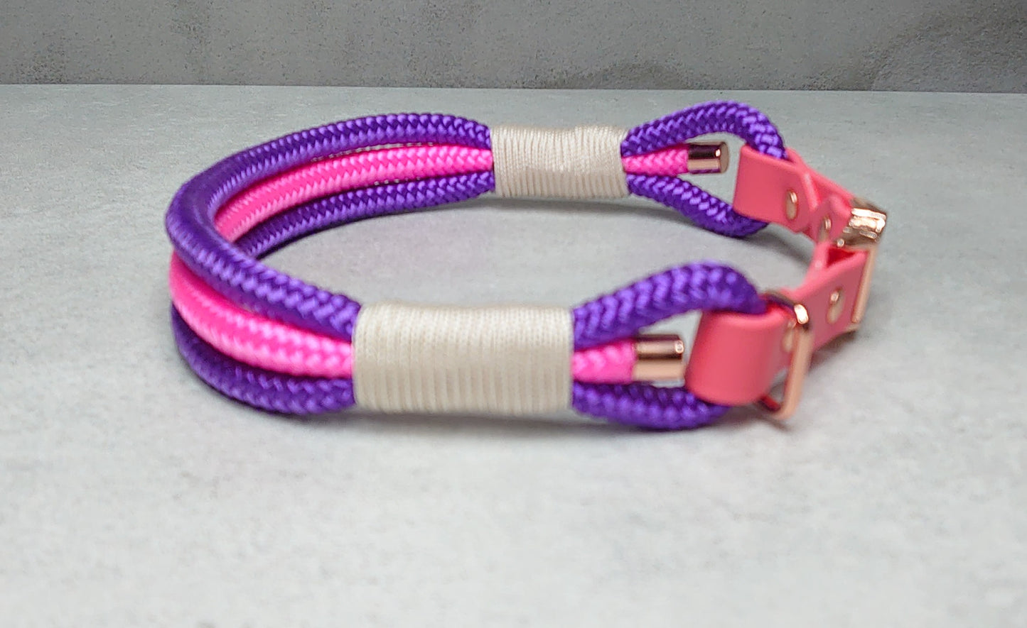 Triple rope ID collar with biothane extender - Design your own with quick release buckle