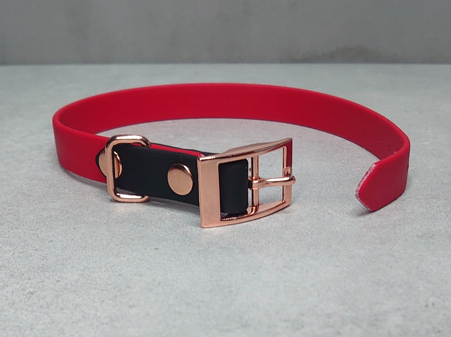 handmade two tone dog collar made from BioThane made in Ireland worldwide shipping