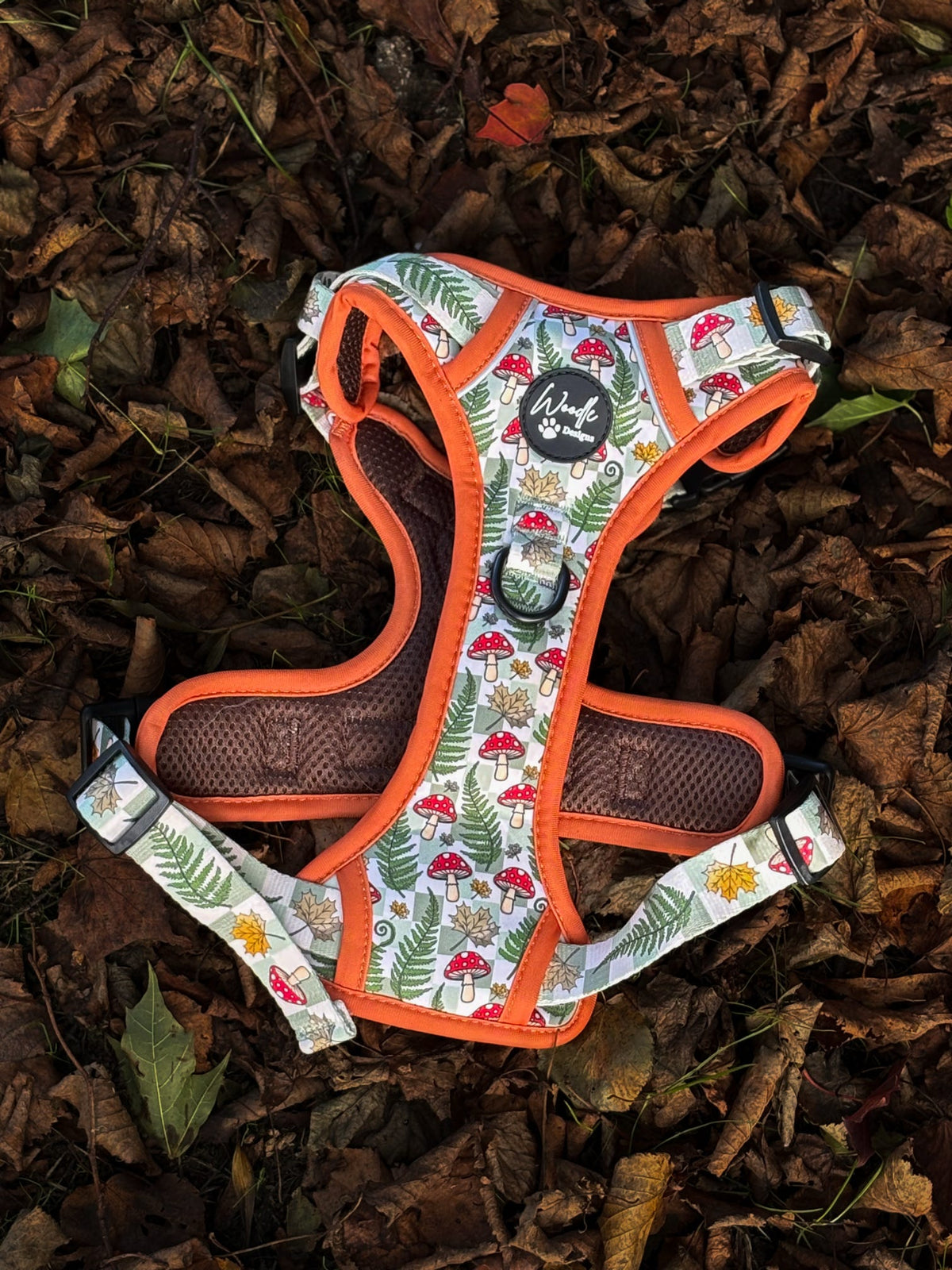 Ferns and Toadstool adventure style harness mushrooms no pull ireland uk worldwide 