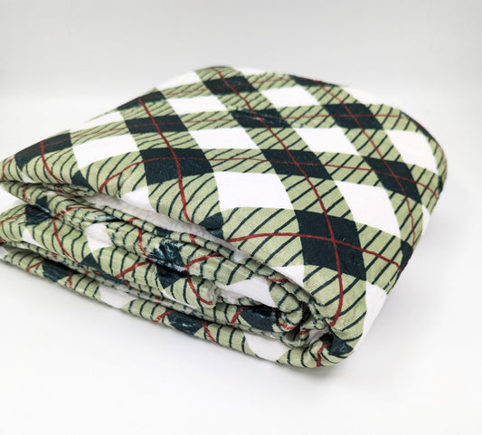 Checkered dog harness with brand logo on a white background designed in ireland emerald hearth tartan argyle dog harness adjustable plaid designbest quality dark green crimson dog bow collar and lead handmade dog accessories dog blanket plush blanket