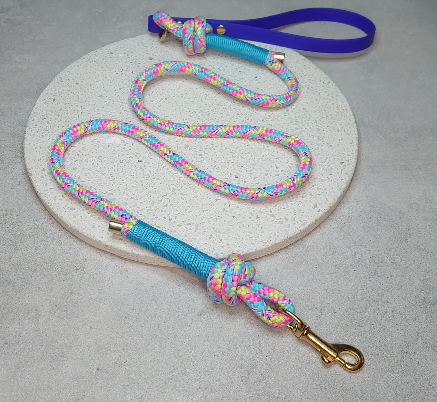 Cross knot rope lead with biothane handle - Design your own