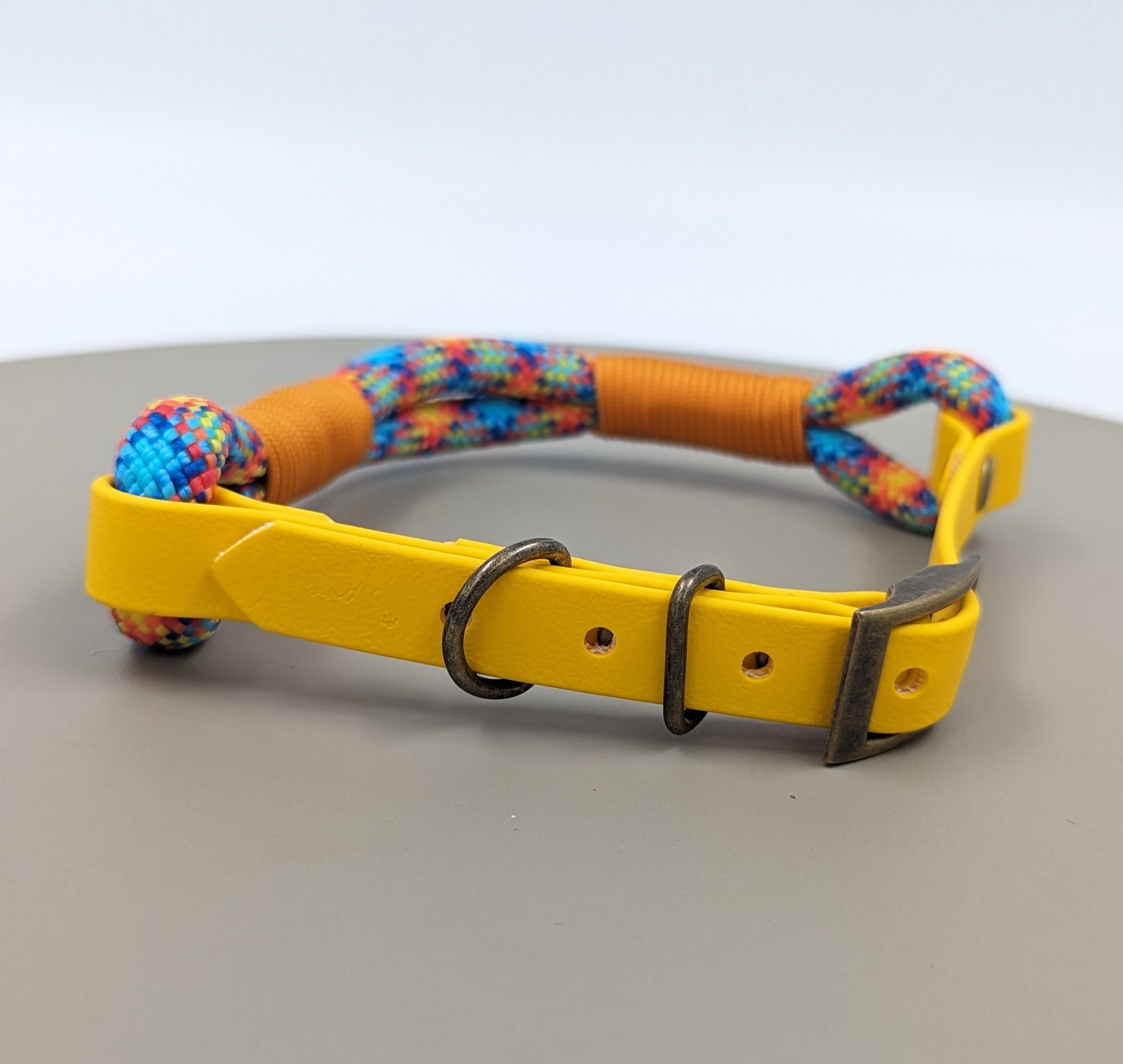 Double rope ID collar with BioThane extender handmade in ireland worldwide shipping dog products and accessories