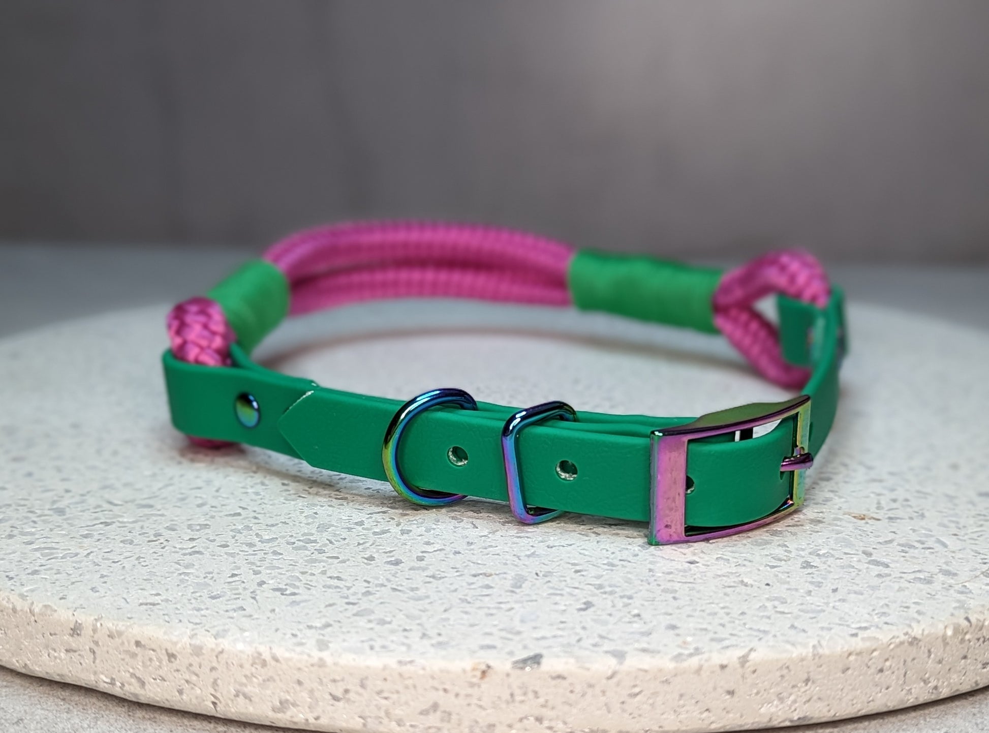 Double rope ID collar with BioThane extender handmade in ireland worldwide shipping dog products and accessories