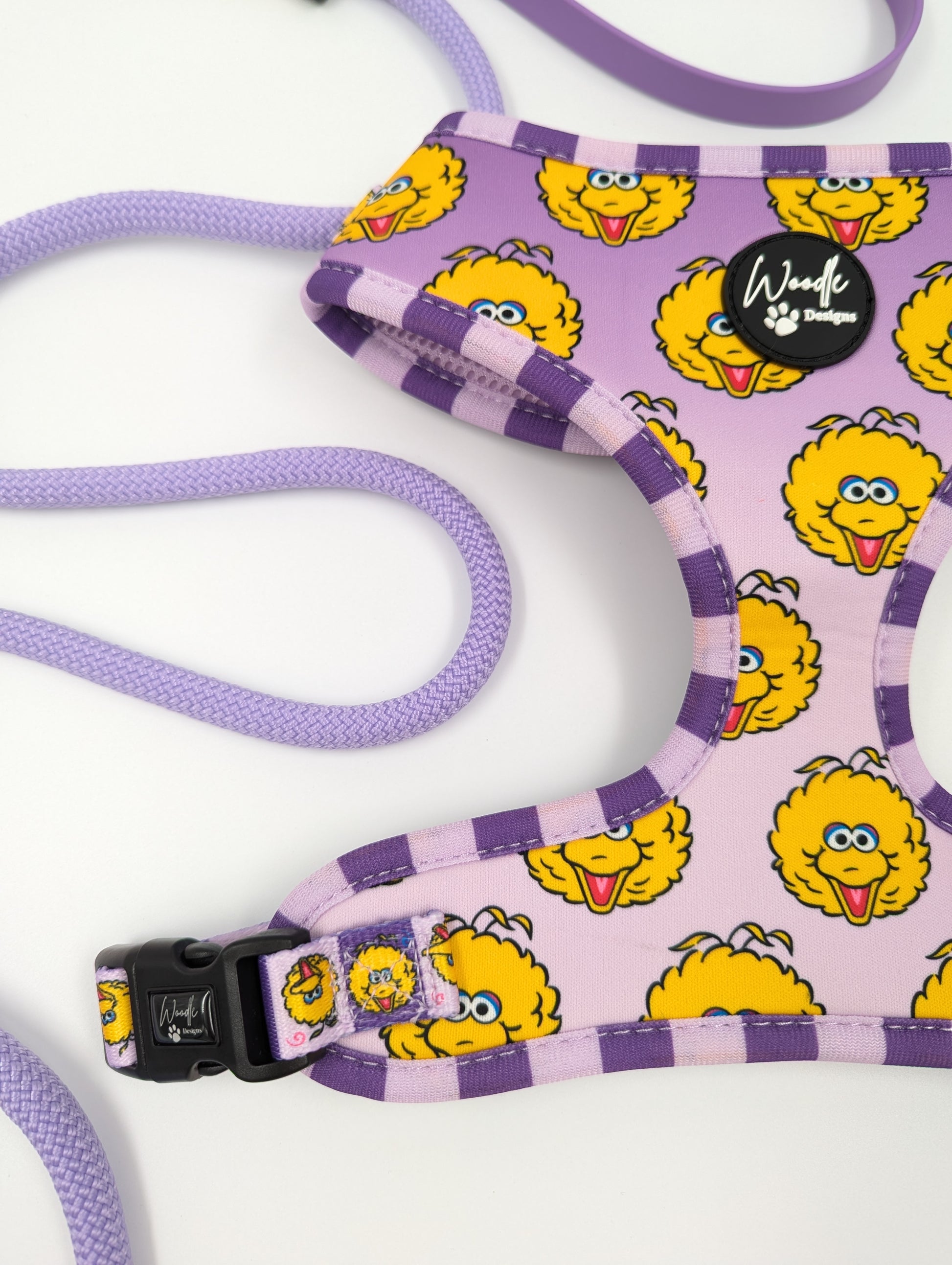 Official Big Bird Purple character Adjustable dog harness Sesame Street collaboration Ireland & UK 