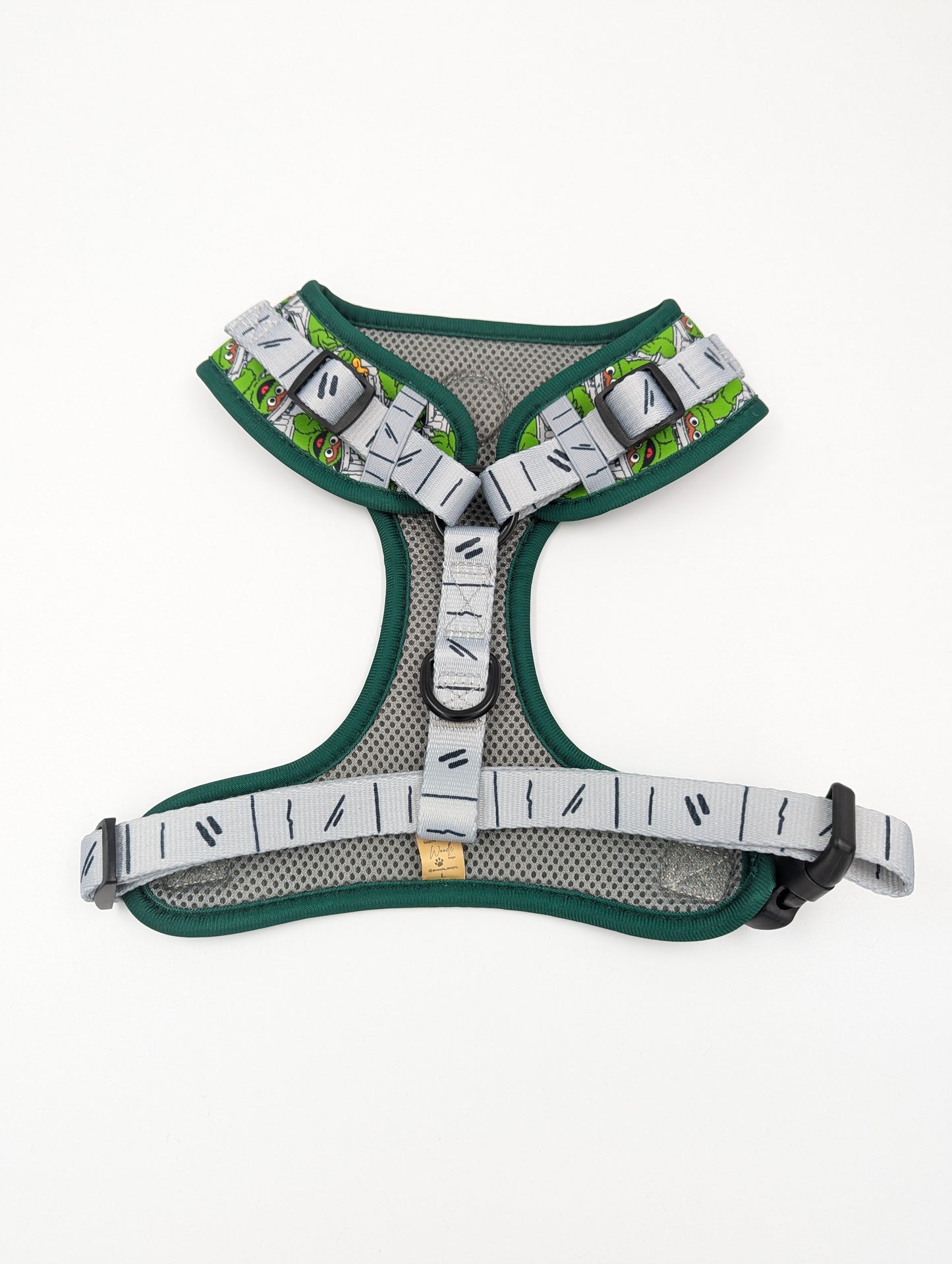 Adjustable Sesame Street dog harness with breathable mesh lining Woodle Designs Ireland, UK and worldwide. fast shipping cute adjustable dog harness products