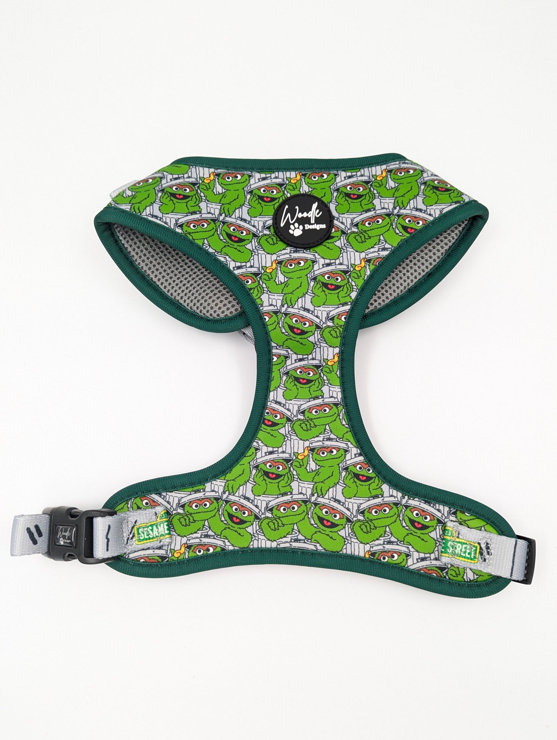 Adjustable Sesame Street dog harness with breathable mesh lining Woodle Designs Ireland, UK and worldwide. fast shipping cute adjustable dog harness products