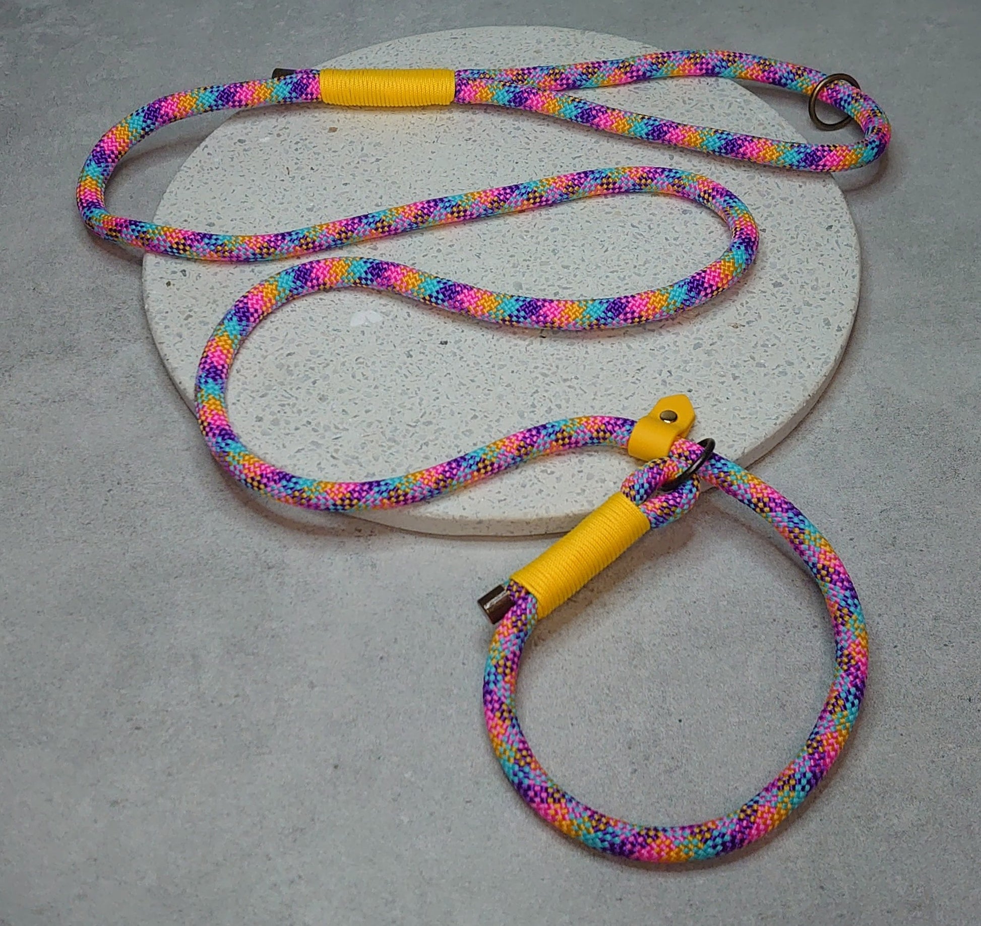 Custom rope slip lead with waterproof BioThane handle Ireland worldwide fast shipping custom