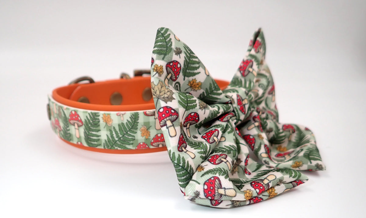 Ferns & Toadstools Handmade Layered BioThane Dog Collar