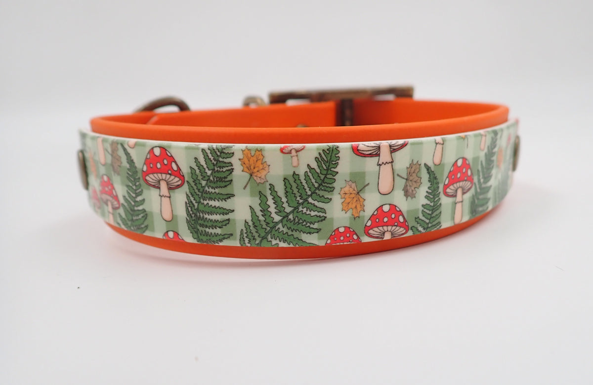 Ferns & Toadstools Handmade Layered BioThane Dog Collar