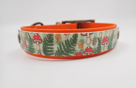 Ferns & Toadstools Handmade Layered BioThane Dog Collar