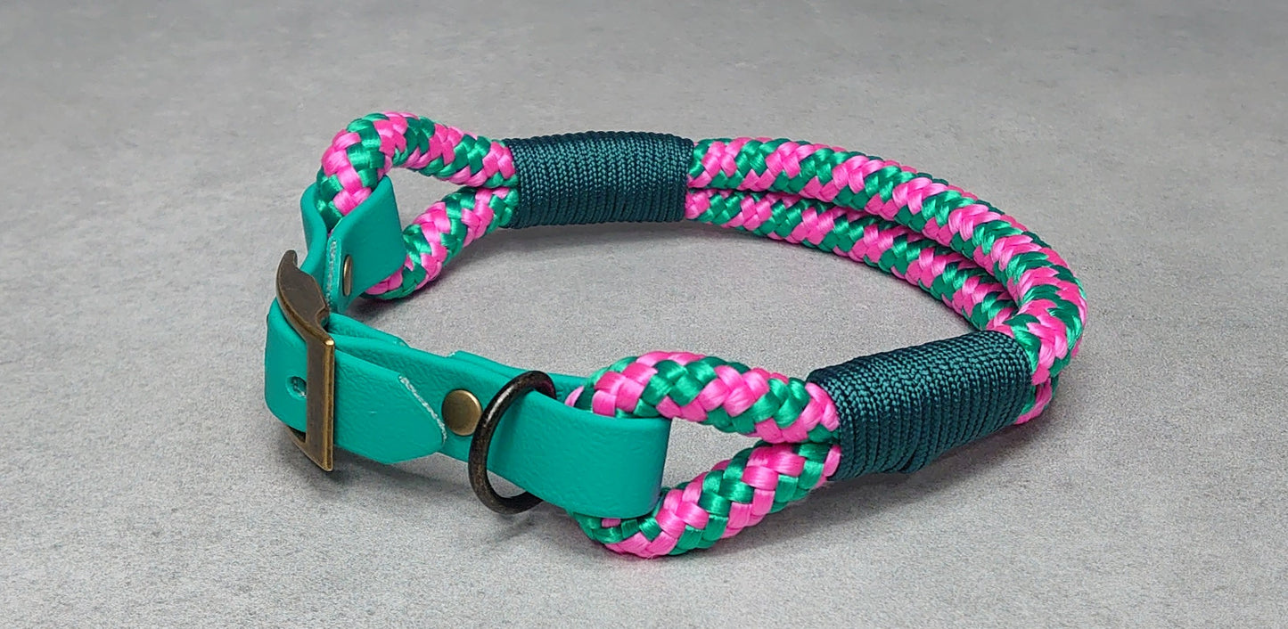 Double rope ID collar with biothane extender - Design your own with buckle