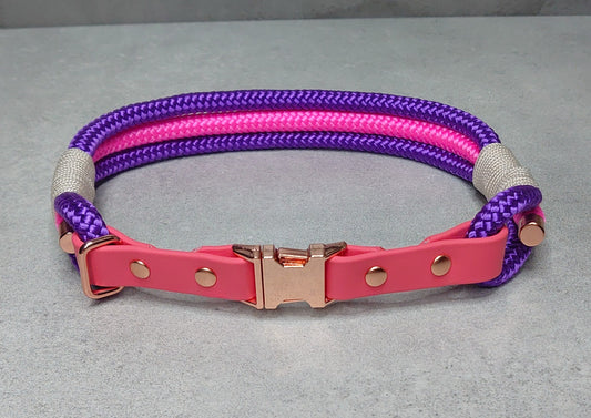 Triple rope ID collar with biothane extender - Design your own with quick release buckle