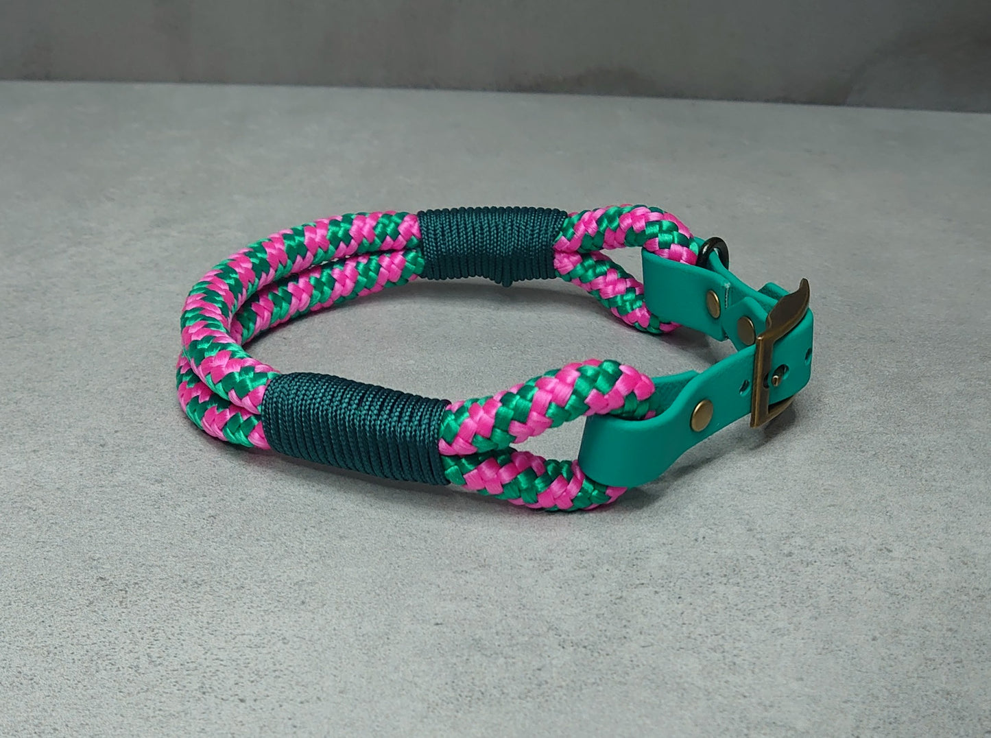Double rope ID collar with BioThane extender handmade in ireland worldwide shipping dog products and accessories