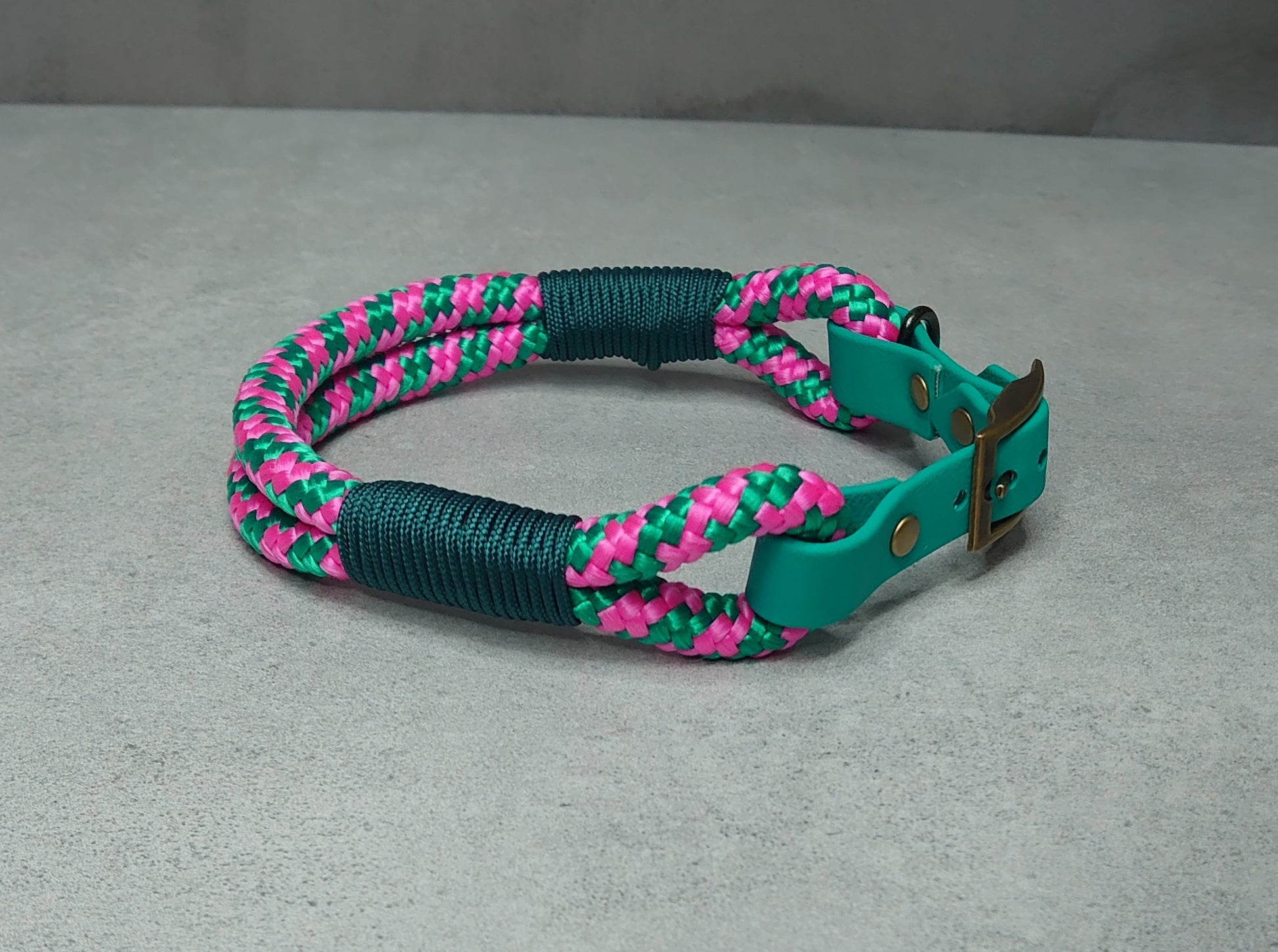 Double rope ID collar with BioThane extender handmade in ireland worldwide shipping dog products and accessories