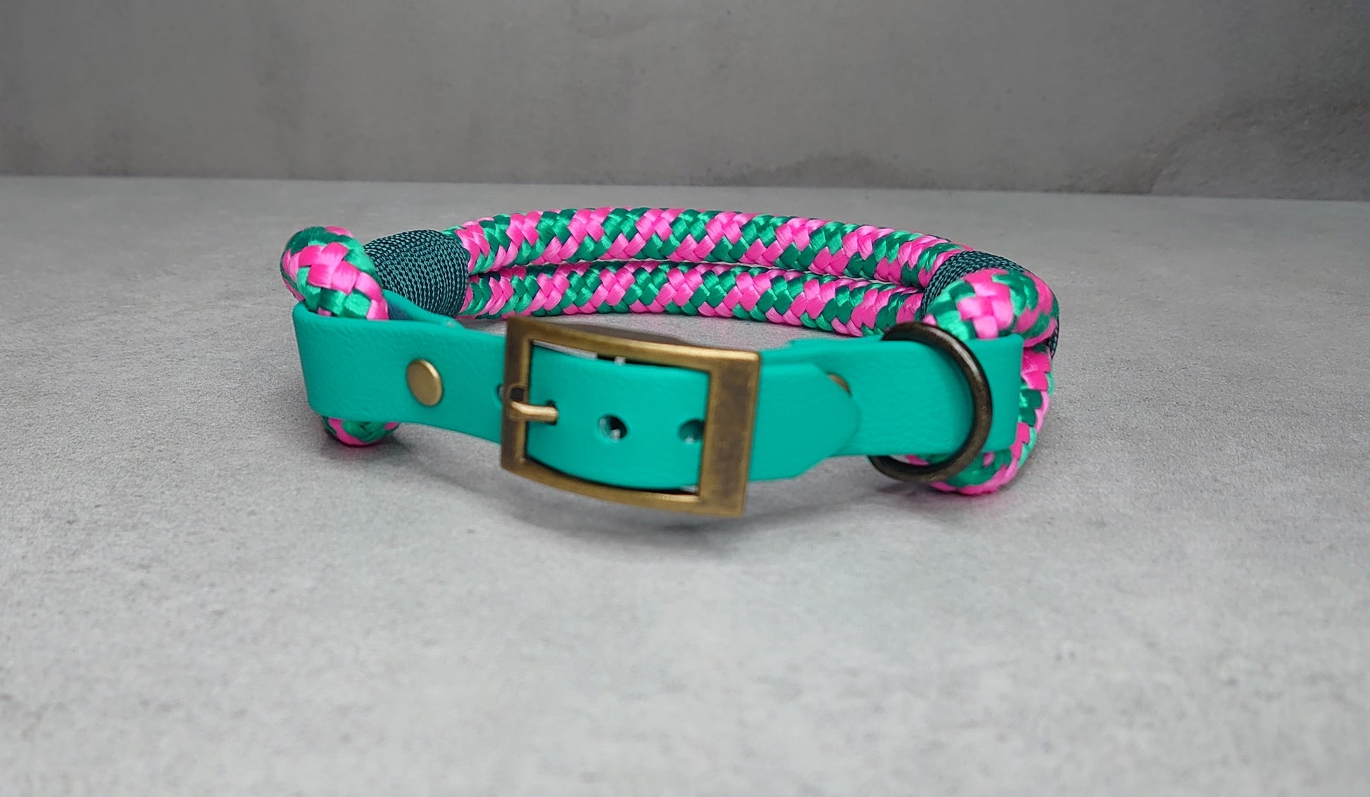 Double rope ID collar with BioThane extender handmade in ireland worldwide shipping dog products and accessories
