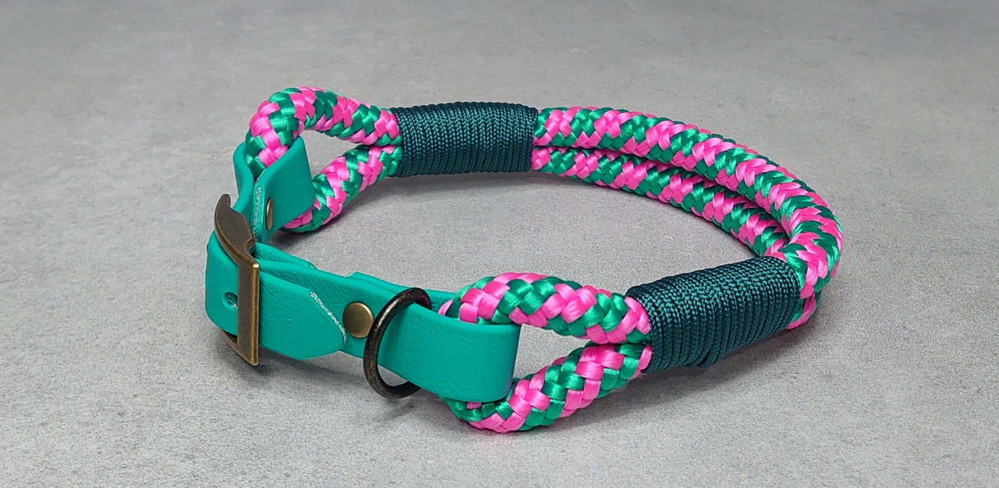 Double rope ID collar with BioThane extender handmade in ireland worldwide shipping dog products and accessories