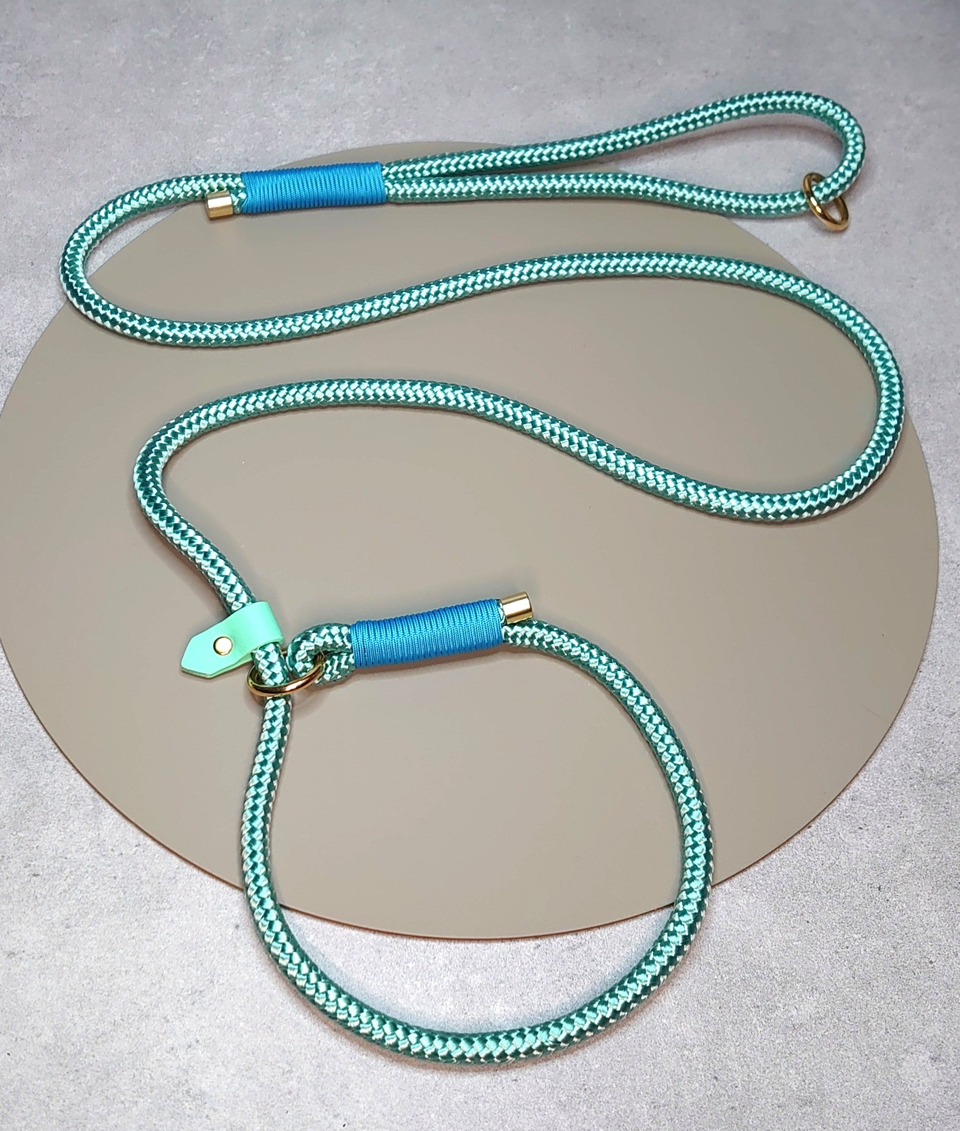 Custom rope slip lead with waterproof BioThane handle Ireland worldwide fast shipping custom